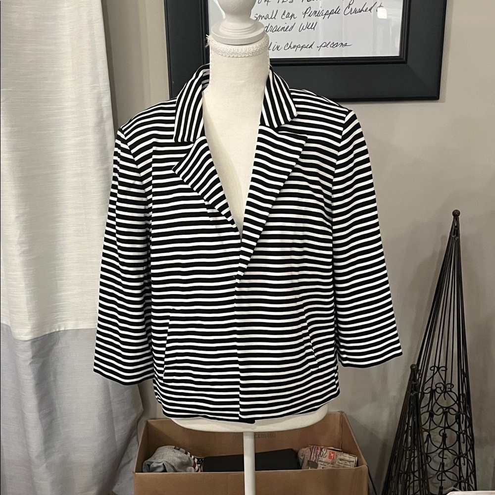 Black and White Striped Blazer